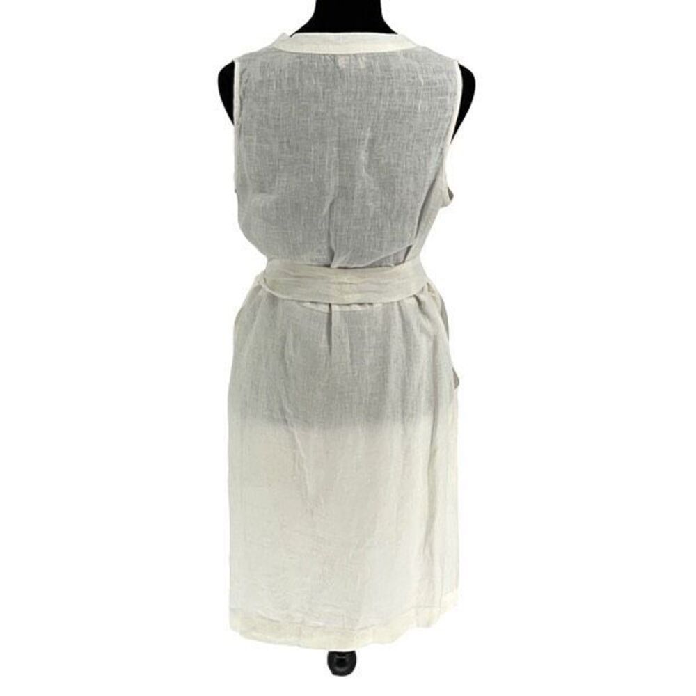 Faherty Womens Bria Sleeveless Lace Trim Linen Belted Dress Cream Size Small - Picture 7 of 14